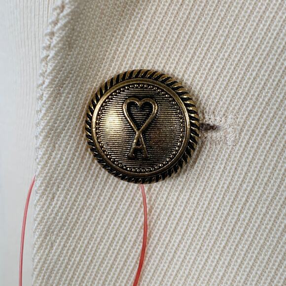 AMI by ALEXANDRE MATTIUSSI Size 34 Beige Wool Twill Double Breasted Sport Coat - Picture 3 of 10